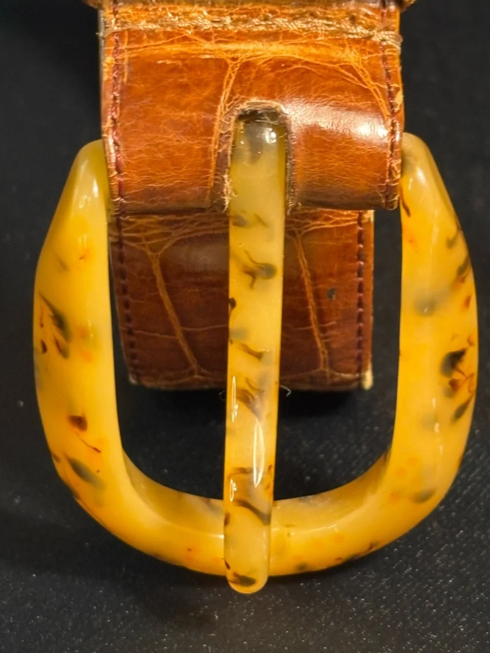Vintage Rare Patricia Von Musulin Alligator Belt w/Bakelite? Buckle 36”x1.5”